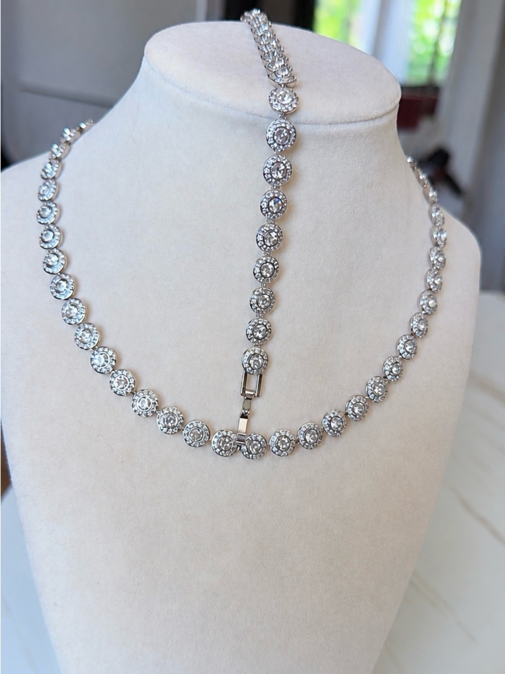 Classic Silver Crystal Tennis Necklace and Bracelet Set